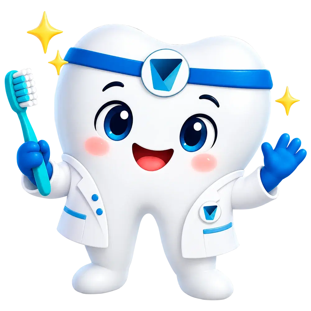 Dientín, la mascota de Dentistas por Chile, con un cepillo de dientes