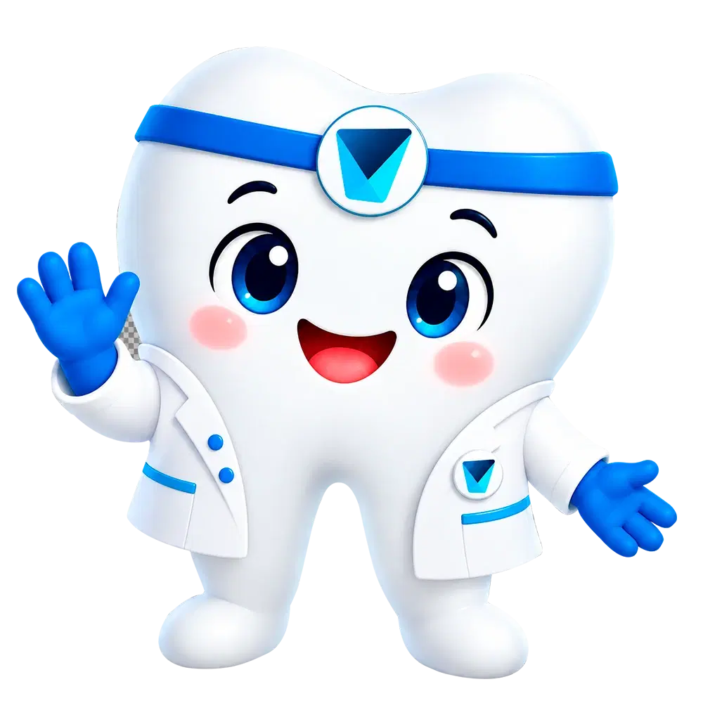Dientín, la mascota de Dentistas por Chile, saludando