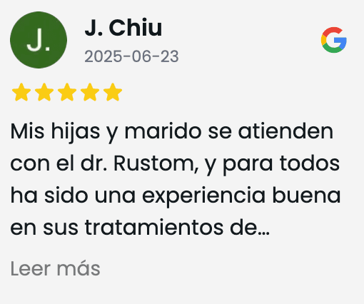 Reseña de 5 estrellas de un paciente en Google