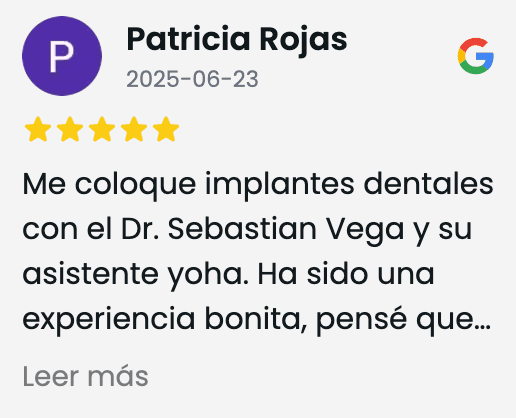 Reseña de 5 estrellas sobre implantes dentales en Google