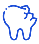 Ícono de motivo de urgencia dental con logo: Diente roto o perdido inesperadamente, urgencia por traumatismo dental o fracturas por golpes y caídas.